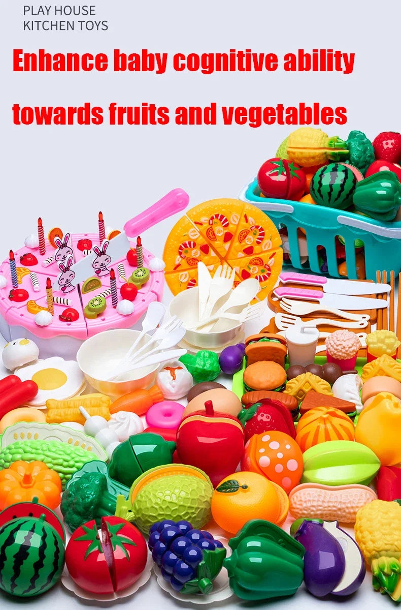 Kids Toys Pretend Play Red Kitchen Toys Simulation Food Cooking Girl's Boys Educational Play House Interactive Toys for Children