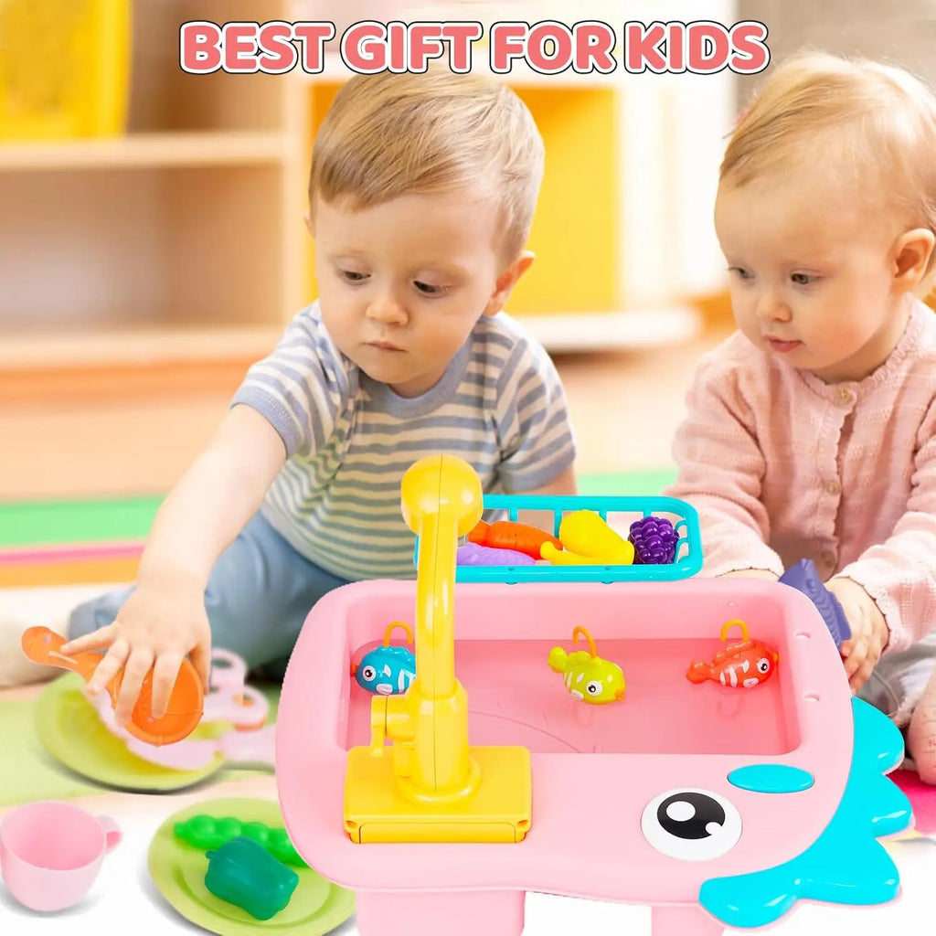 Kitchen Sink Toys Kitchen Toys for Kids with Tableware Accessories Vegetable Fruit Fishing Games for Toddlers Kids Kitchen Play