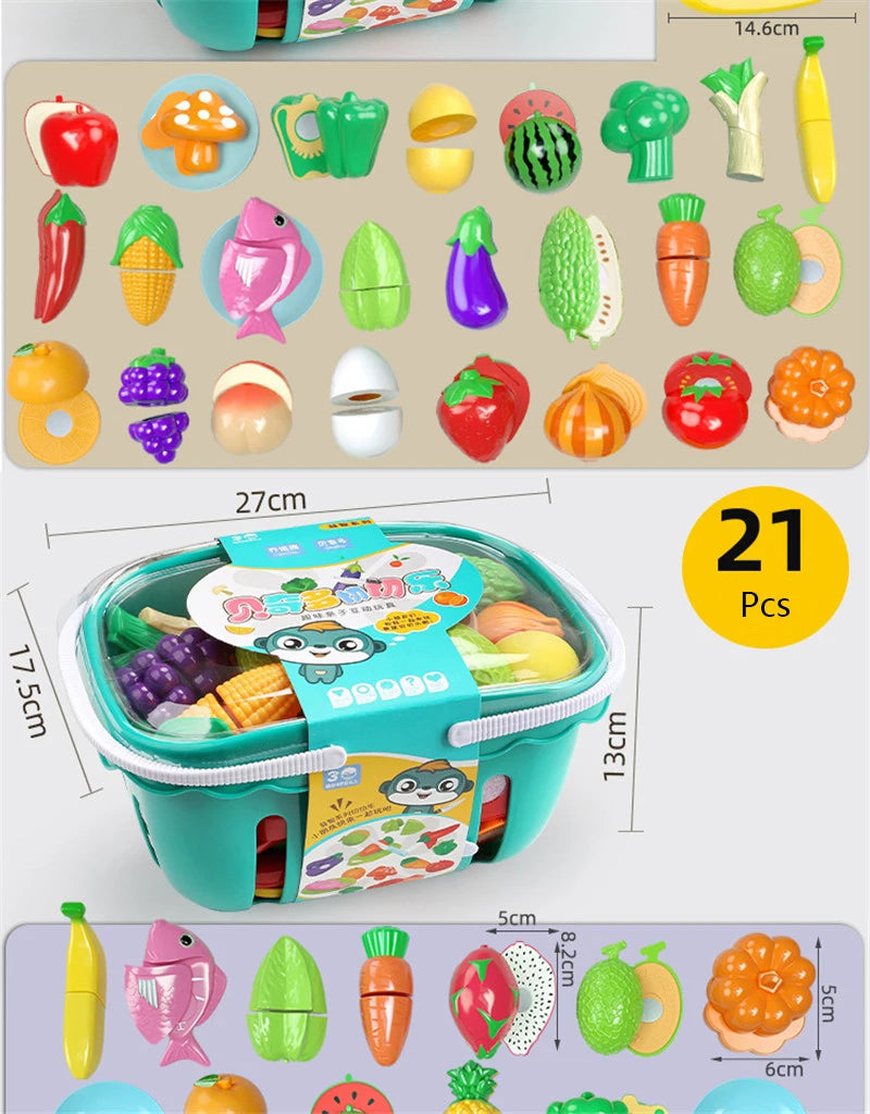 Kitchen Play House Toy Set Simulation Plastic Classic Fruit Vegetable Food Cutting Game Educational Kids Montessori Learning Toy
