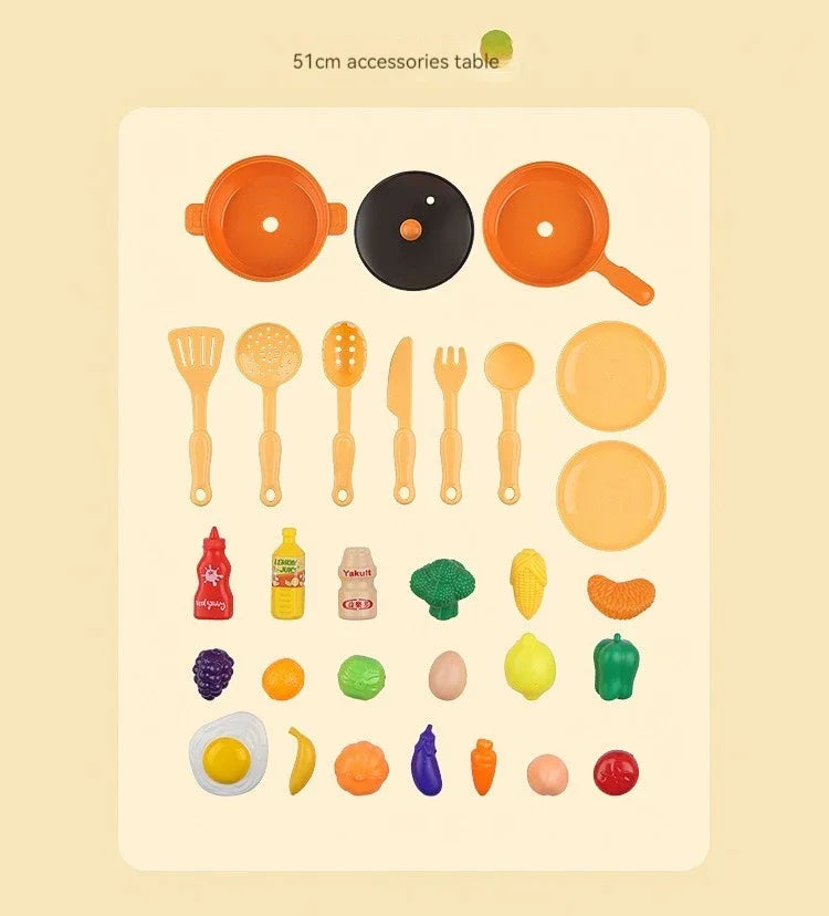 Children Play House Toy Simulation Kitchen Table with Sound Kids Role Play Kitchen Utensils for Girl Cooking Educational Toy Set