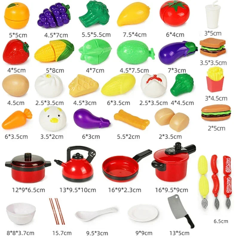 Kid Pretend Play Kitchen Set Girl Cooking Toys Cutting Fruit Kitchen Utensils Baby Simulation Early Education Play House Toy Kit