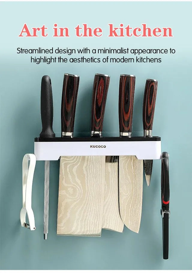 Wall-Mounted Knife Holder – 5-Slot Kitchen Cutlery Organizer