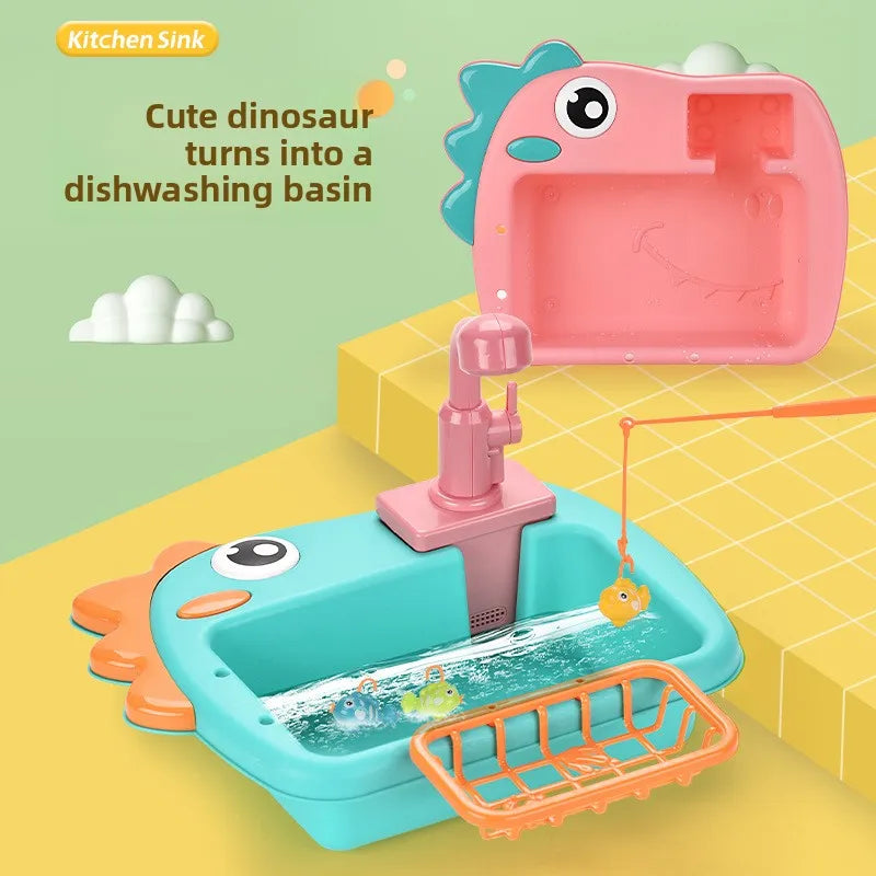Kitchen Sink Toys Kitchen Toys for Kids with Tableware Accessories Vegetable Fruit Fishing Games for Toddlers Kids Kitchen Play