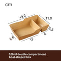 Kraft Paper Serving Tray – Dual-Compartment Food Tray 50pcs