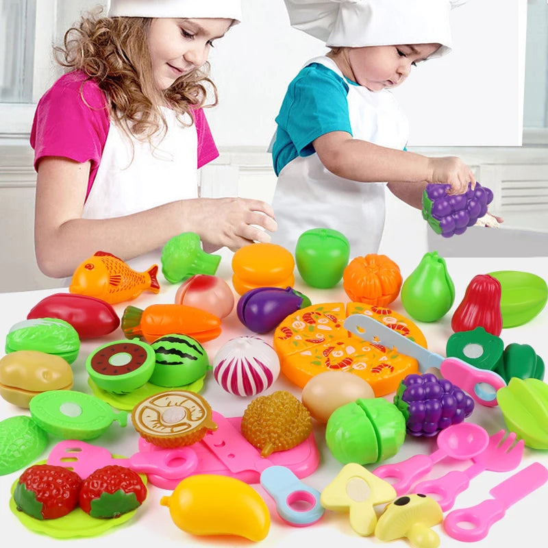 Kids Kitchen Toys Set Play Kitchen Accessories Kit with Play Pots Pans Pretend Food Cooking Toy Toddler Girls Boy Gift