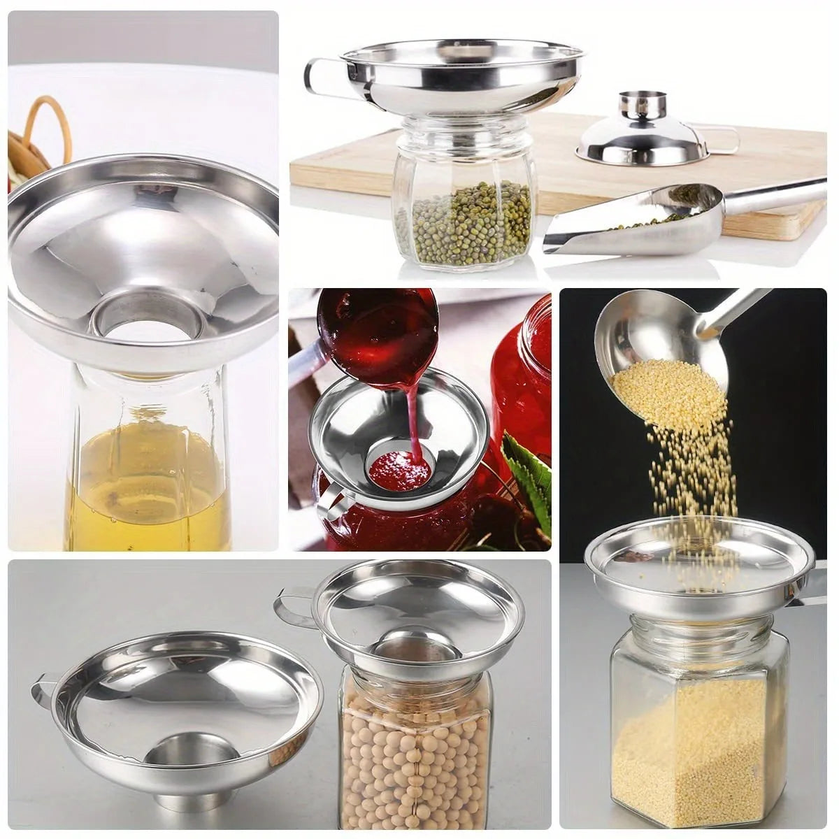 Kitchen Funnel Set – Stainless Steel & Silicone, 3 Styles