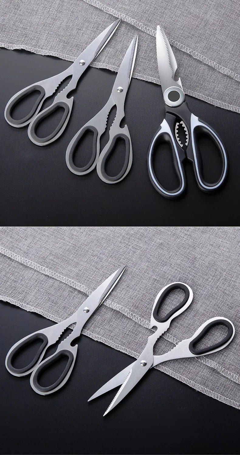 Stainless Steel Kitchen Scissors Household Bone Scissors Chicken Wings Fish Chopper Bottle Opener Walnut Clip Kitchen Tools