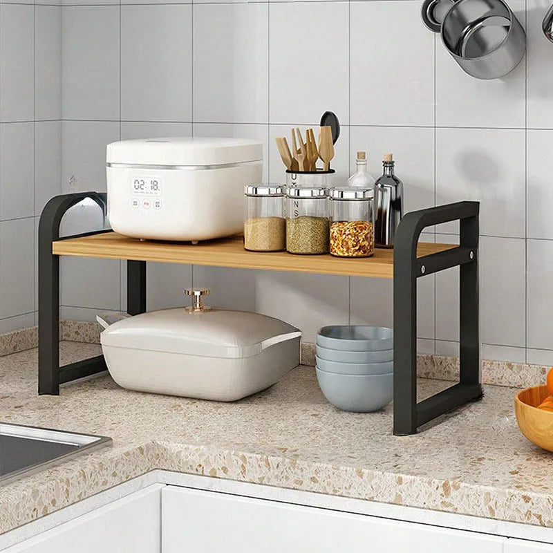 Kitchen Layered Shelves Countertop Cabinets Telescopic Storage Rack Pot Rack Table Top Kitchen Utensils Seasoning Shelf