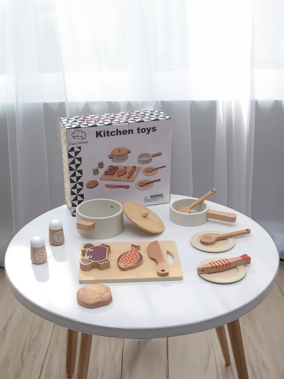 Wooden children's simulation kitchen toys,early education educational toys, simulationpots and pans, food, role-play chef