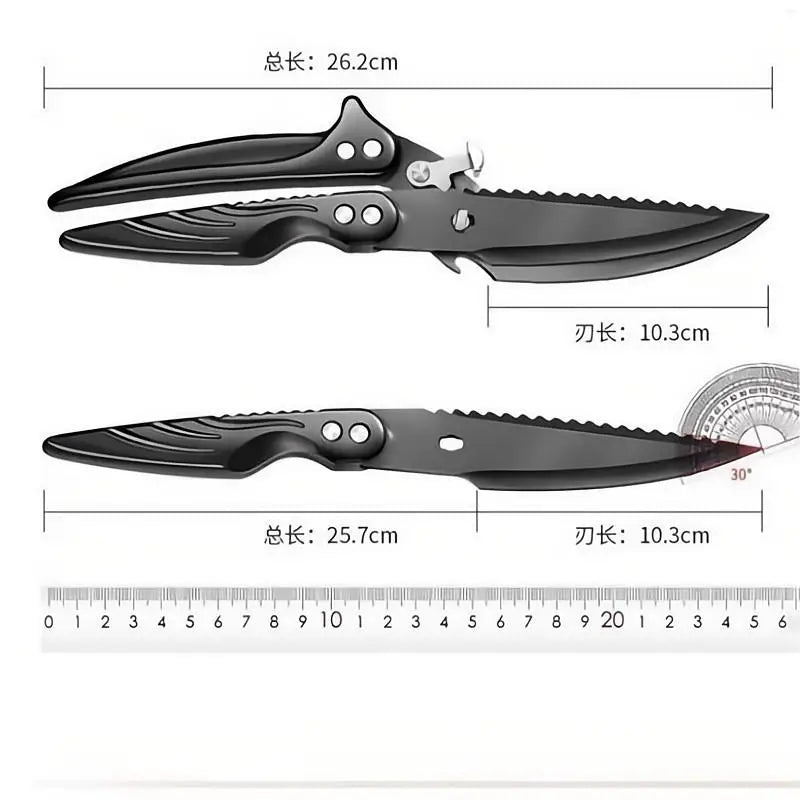 Kitchen scissors Black titanium stainless steel strong chicken bone shears household chicken duck goose bone scissors
