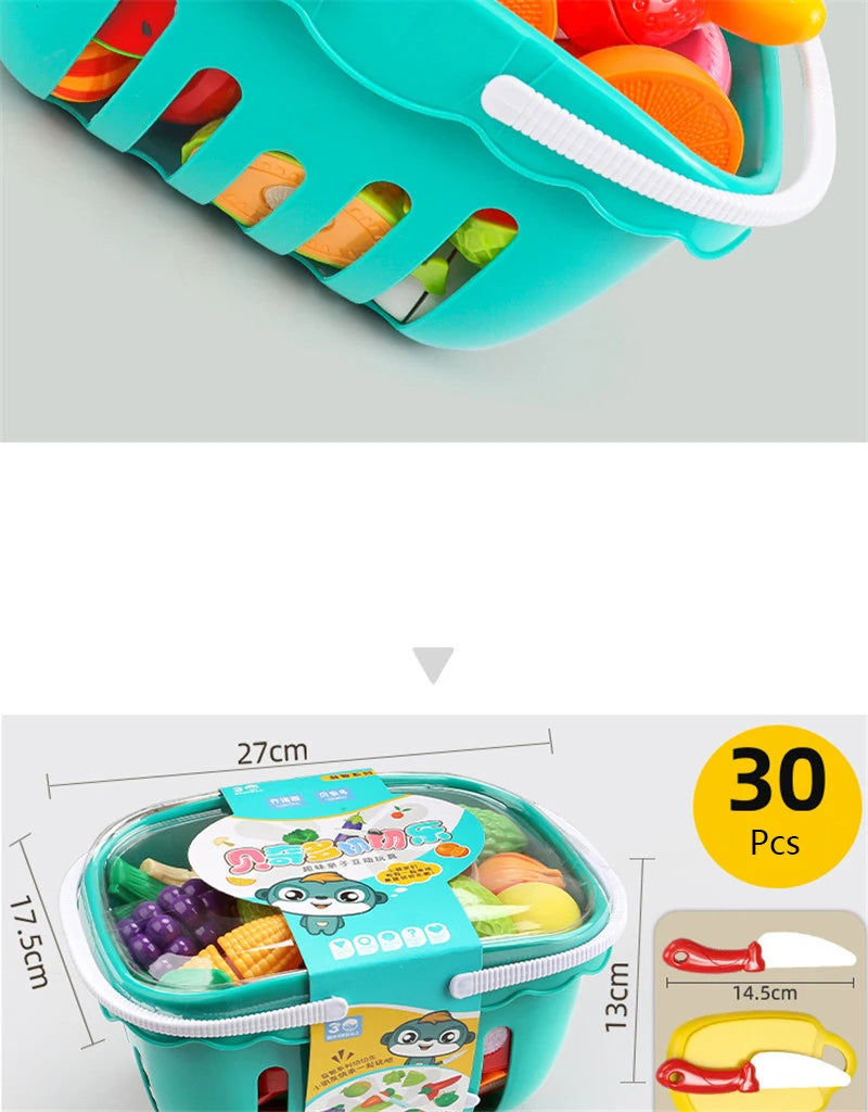 Kitchen Play House Toy Set Simulation Plastic Classic Fruit Vegetable Food Cutting Game Educational Kids Montessori Learning Toy