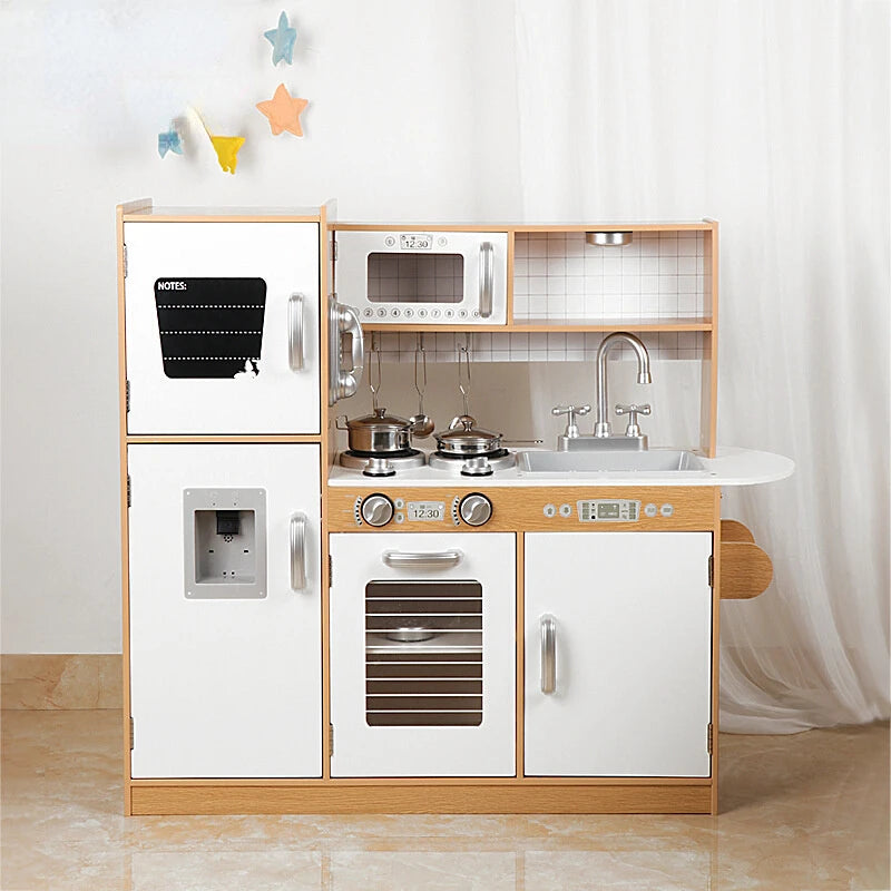Kitchen Toys Full Set Baby Children Cooking Simulation Refrigerator Kitchenware Set Wooden Wooden