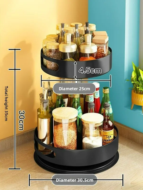 Kitchen Rotating Seasoning Shelf Household Seasoning Round Storage Shelf Modern Simple Wind Kitchen Finishing Rack