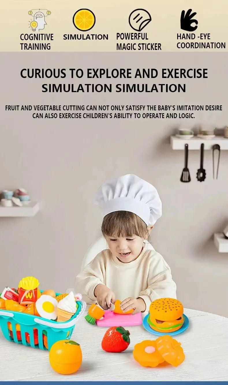 Kids Kitchen Toys Set Play Kitchen Accessories Kit with Play Pots Pans Pretend Food Cooking Toy Toddler Girls Boy Gift