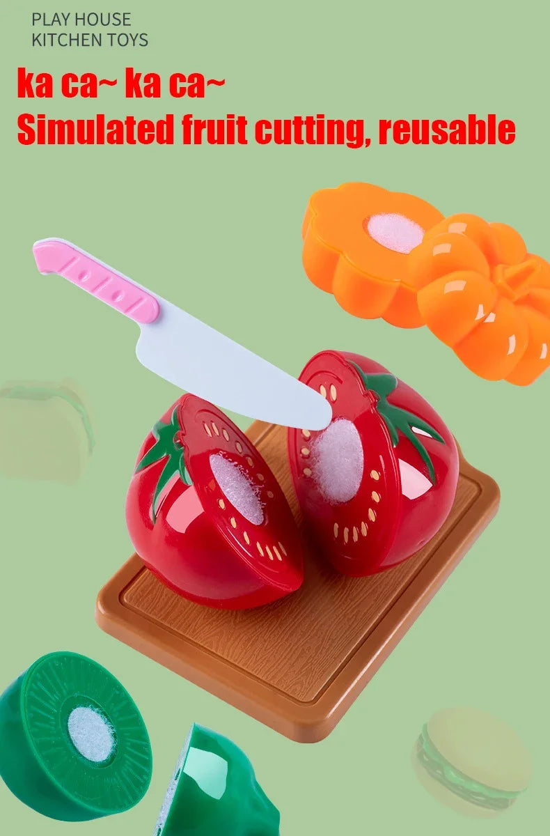 Kids Toys Pretend Play Red Kitchen Toys Simulation Food Cooking Girl's Boys Educational Play House Interactive Toys for Children