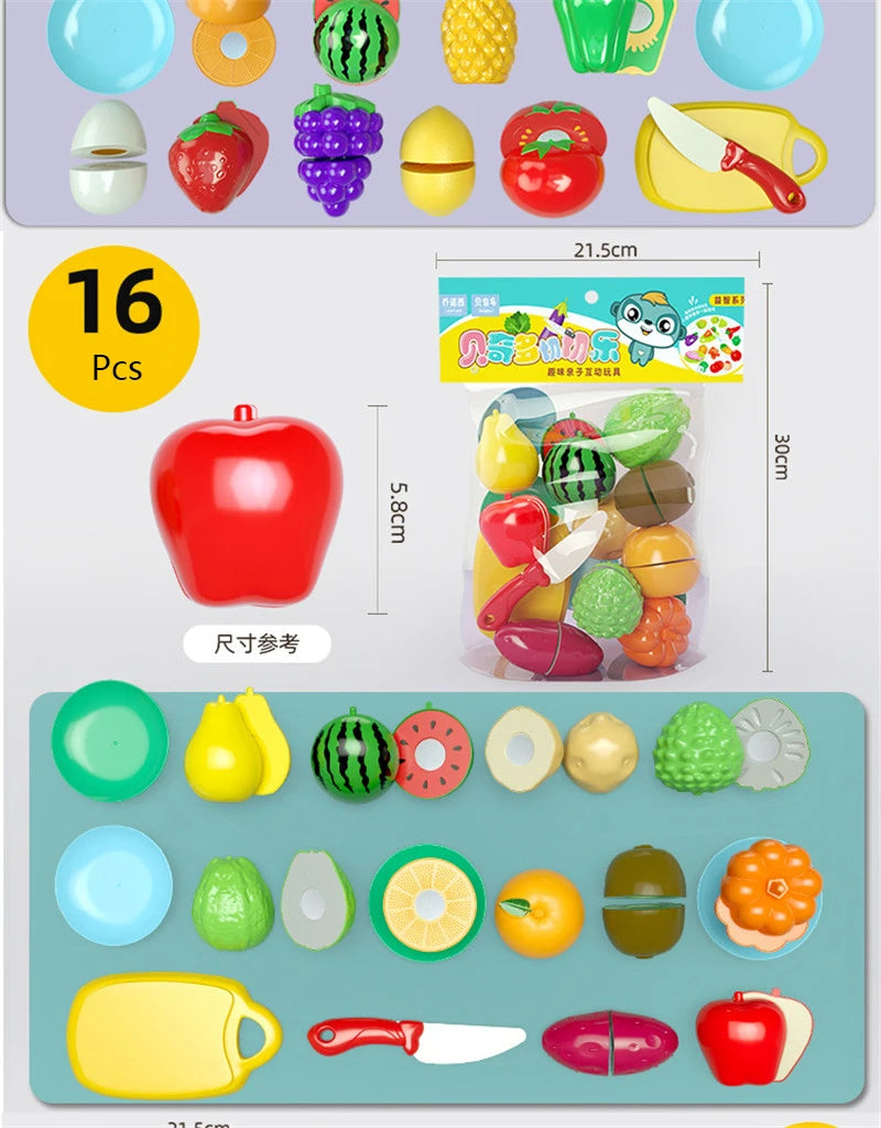 Kitchen Play House Toy Set Simulation Plastic Classic Fruit Vegetable Food Cutting Game Educational Kids Montessori Learning Toy