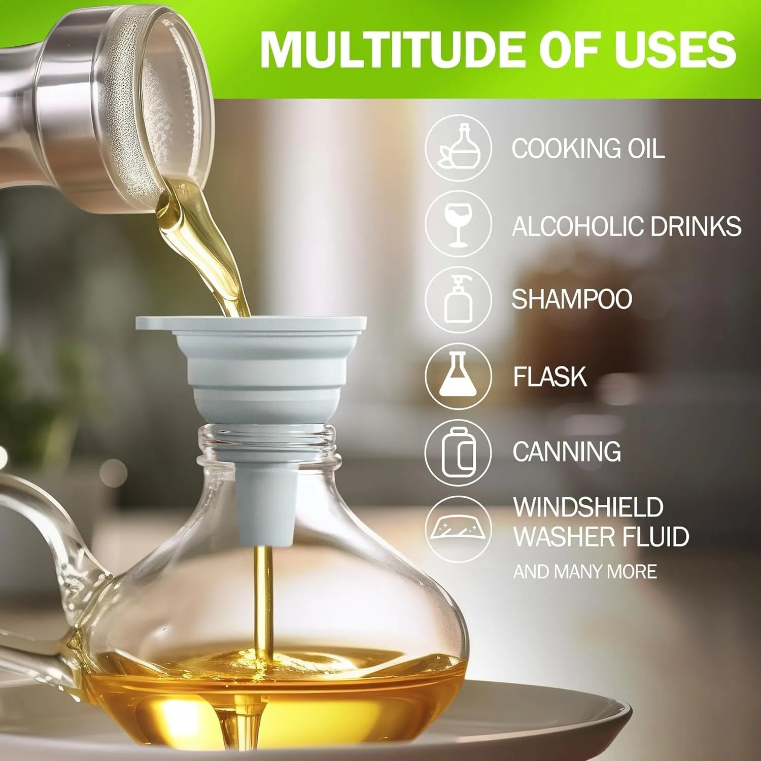 Kitchen Funnel Set – Stainless Steel & Silicone, 3 Styles