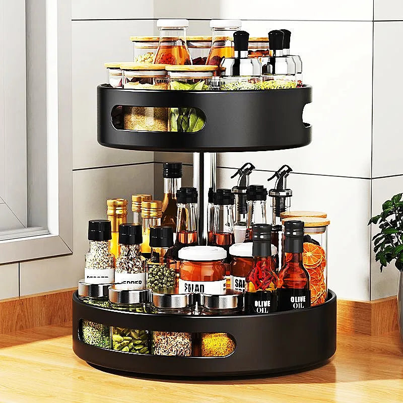 Kitchen Rotating Seasoning Shelf Household Seasoning Round Storage Shelf Modern Simple Wind Kitchen Finishing Rack