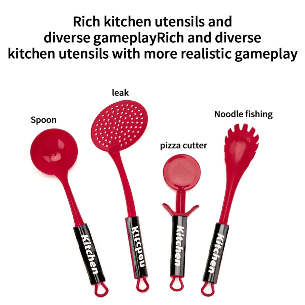 Kids Kitchen Toys Set Play Kitchen Accessories Kit with Play Pots Pans Pretend Food Cooking Toy Toddler Girls Boy Gift