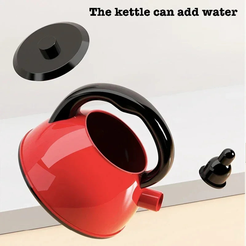 Kids Toys Pretend Play Red Kitchen Toys Simulation Food Cooking Girl's Boys Educational Play House Interactive Toys for Children