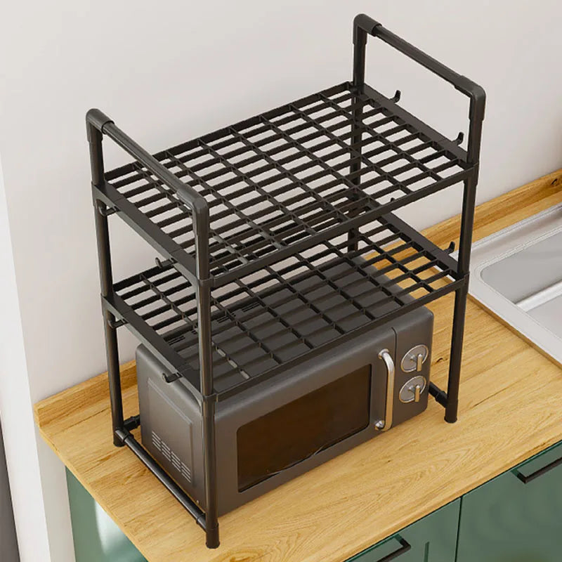 Adjustable Kitchen Storage Rack – Microwave & Countertop Shelf