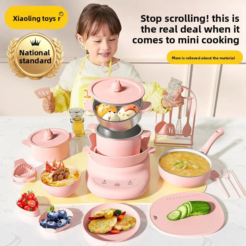Kitchen Cooking Set with Realistic Cooking Plates for Pretend Play - Deluxe Gift Set