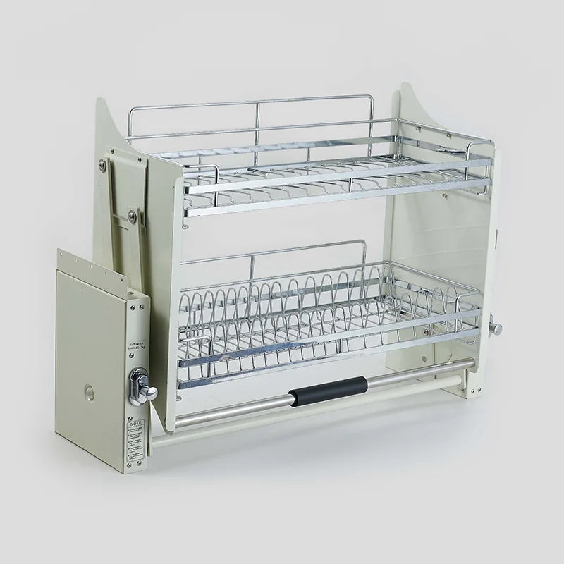 Kitchen Cabinet Modern Lift Up Mechanism System Food Beverage Vertical Pull Down Elevator Storage Wire Basket Shelf Shelves