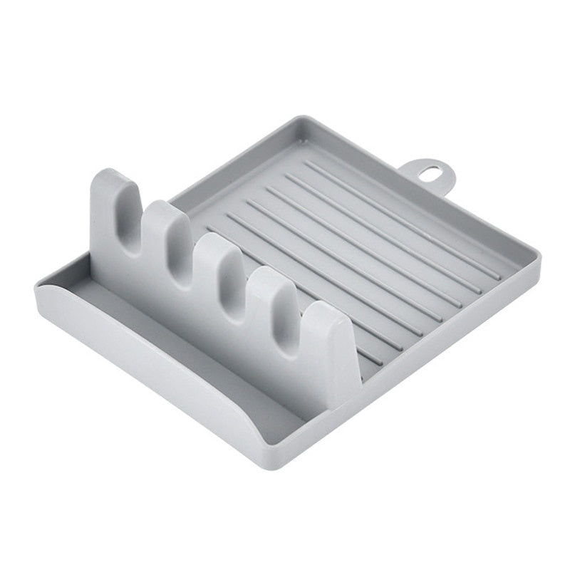 Kitchen Spoon Holders Fork Spatula Rack Shelf Organizer Plastic Chopsticks Holder Non-slip Spoons Pad