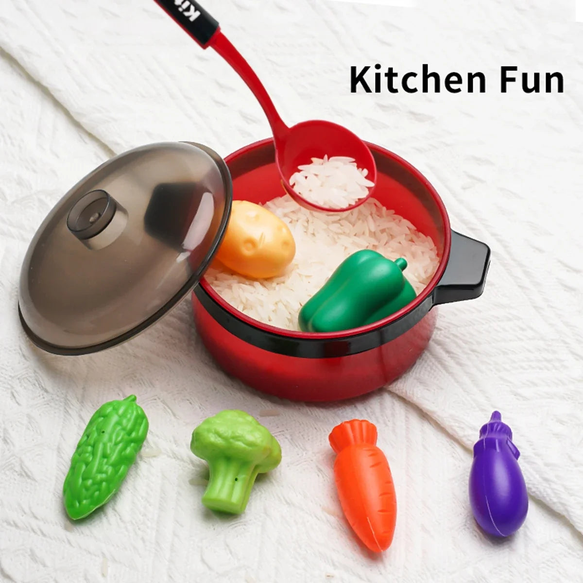 Kids Kitchen Toys Set Play Kitchen Accessories Kit with Play Pots Pans Pretend Food Cooking Toy Toddler Girls Boy Gift