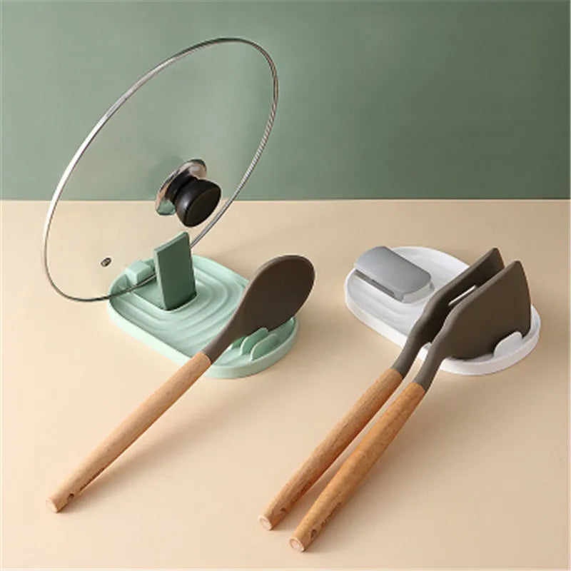 Kitchen Organizer Pot Lid Storage Rack Shelf Pan Drying Stand Countertop Punch-free Spoons Pad Storage Bracket Home Accessories