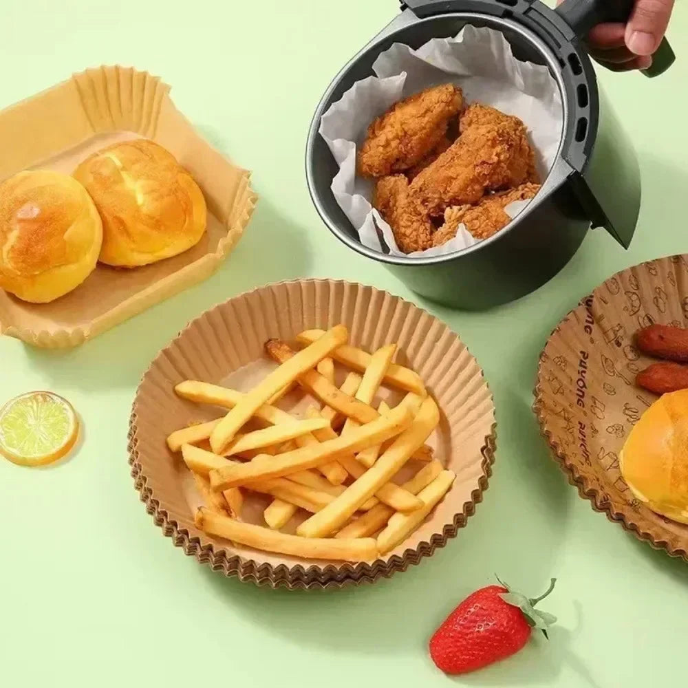 50/30 Pieces Kitchens Accessories Air Fryer Paper Kitchen Utensils Disposable Square Round Pastry Molds BBQ Plate Non-stick Pad