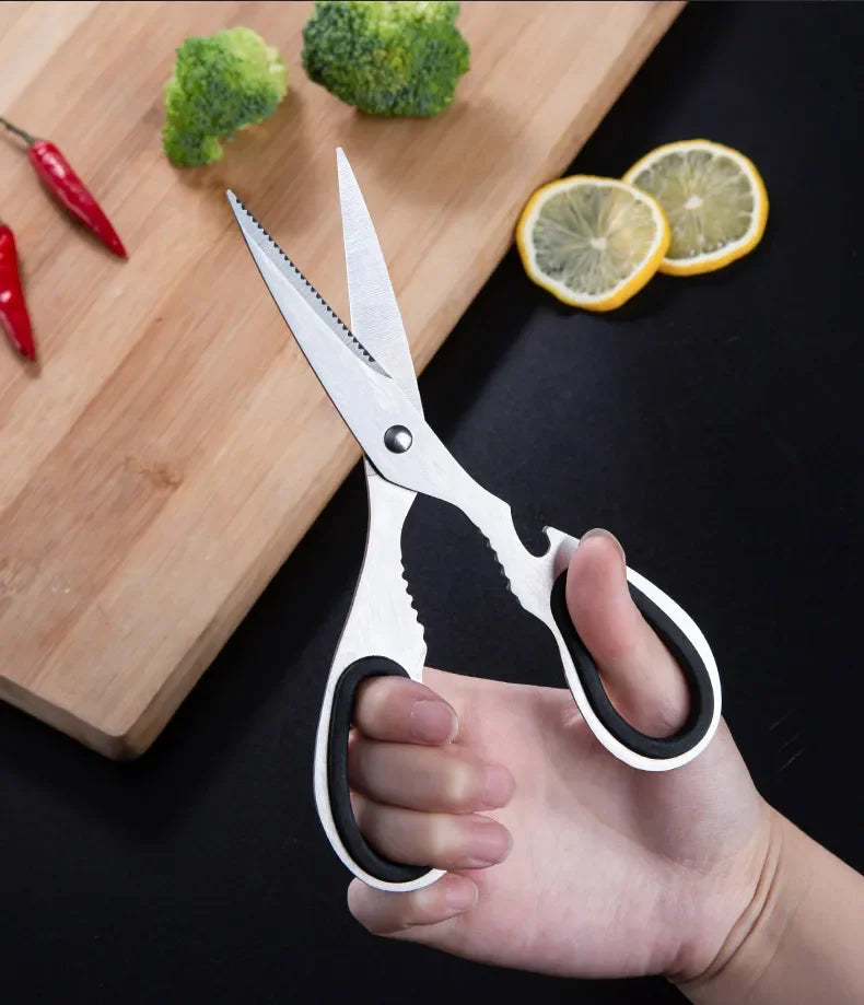 Stainless Steel Kitchen Scissors Household Bone Scissors Chicken Wings Fish Chopper Bottle Opener Walnut Clip Kitchen Tools