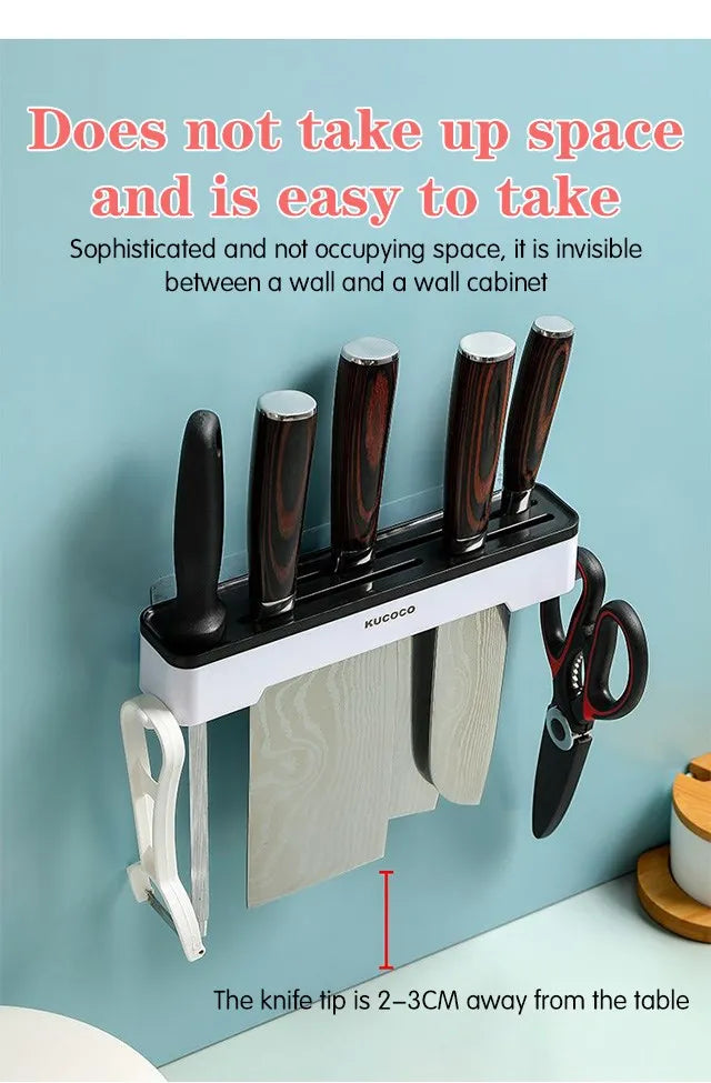 Wall-Mounted Knife Holder – 5-Slot Kitchen Cutlery Organizer