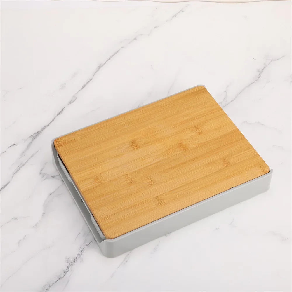 Kitchen Chopping Blocks with Storage Drain Storage Box, Detachable Fruit and Vegetable Cutting Board, Drawer Type Plate