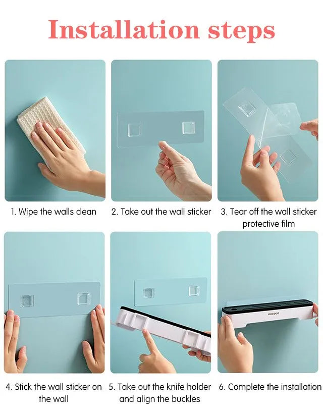 Wall-Mounted Knife Holder – 5-Slot Kitchen Cutlery Organizer