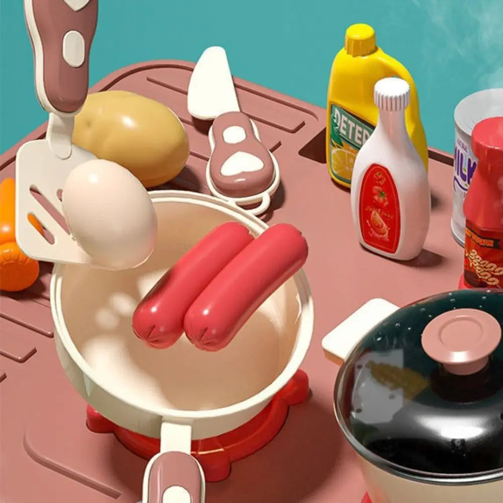 Kitchen Toys Plastic 's Kitchen Set Music Faucet Sink Mini Pretend Play Toy DIY Function Kitchen Counter Play Set Role Play
