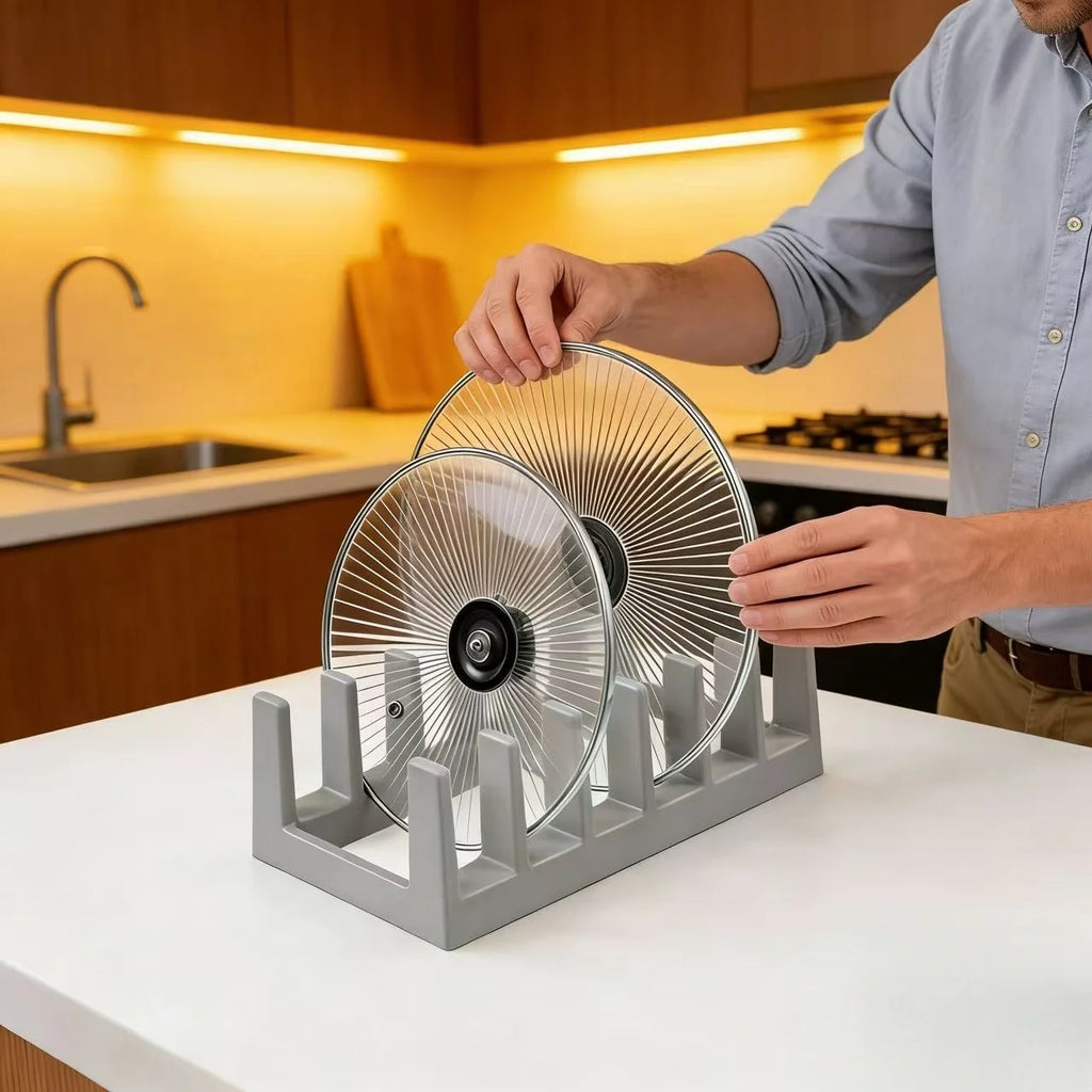 Kitchen pot lid organizer, dish rack, creative desk bookshelf, plate separator and pot lid rack