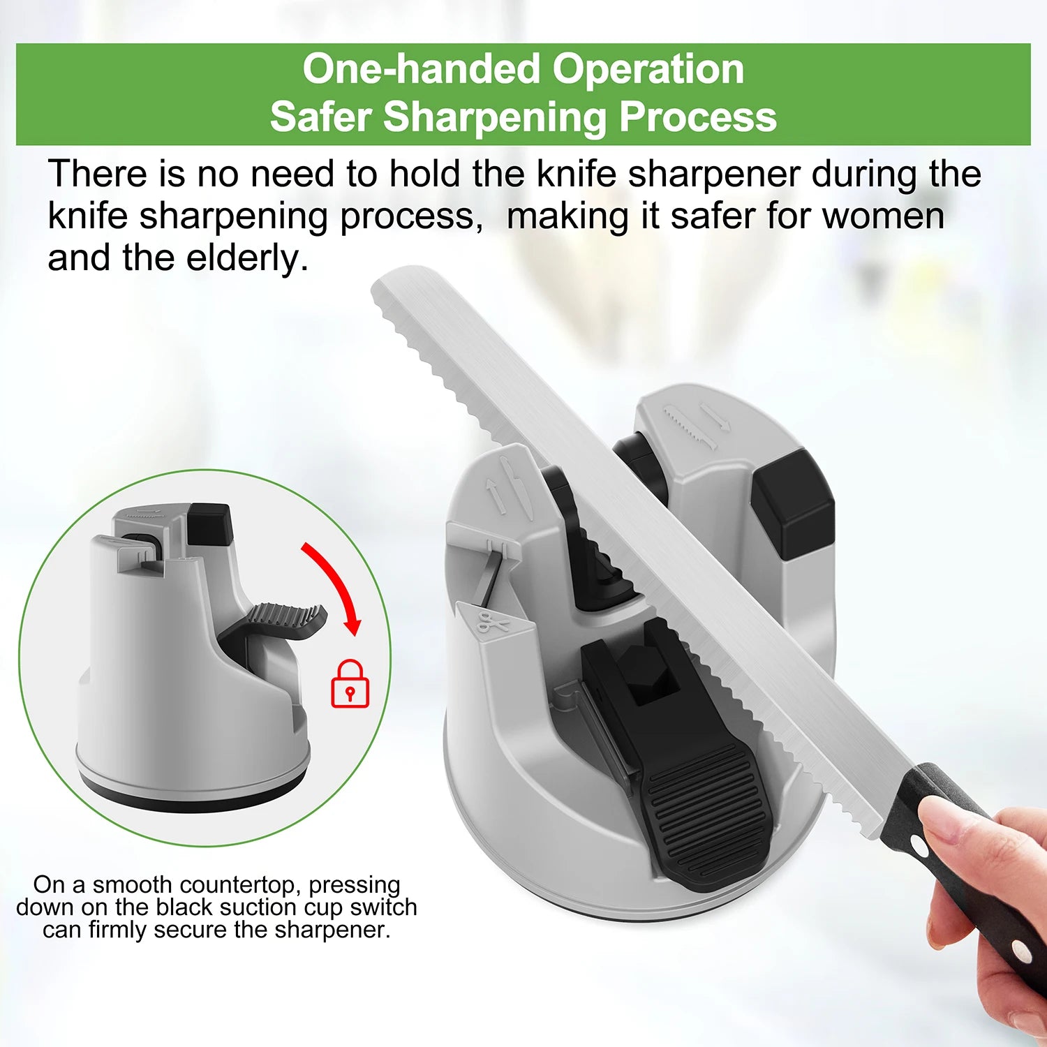 Manual Knife Sharpener – Suction Cup V-Slot for All Knives