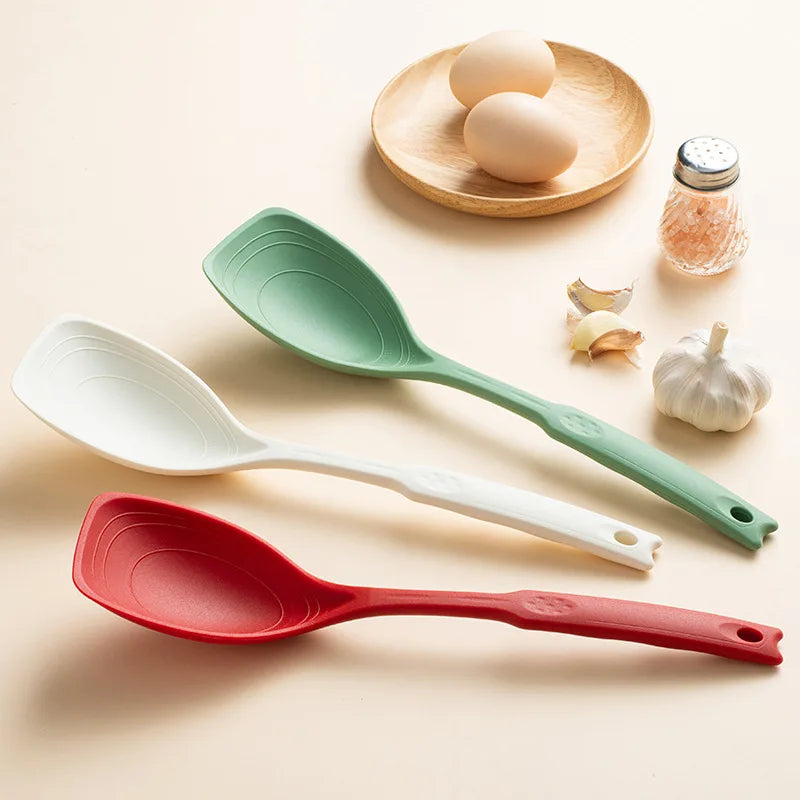 Kitchen Tool Silicone Spoon Multi purpose Grip Comfortable Anti slip Round Handle Large Cookware Tableware Spoon