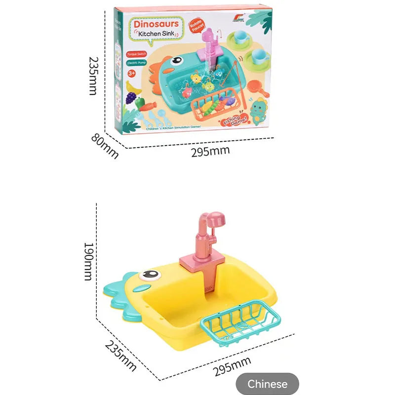 Kitchen Sink Toys Kitchen Toys for Kids with Tableware Accessories Vegetable Fruit Fishing Games for Toddlers Kids Kitchen Play