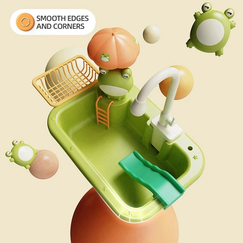 Kitchen Sink Toys Electric Dishwasher Playing Toy With Running Water Pretend Play Food Fishing Kids Toy Role Playing Girls Gifts