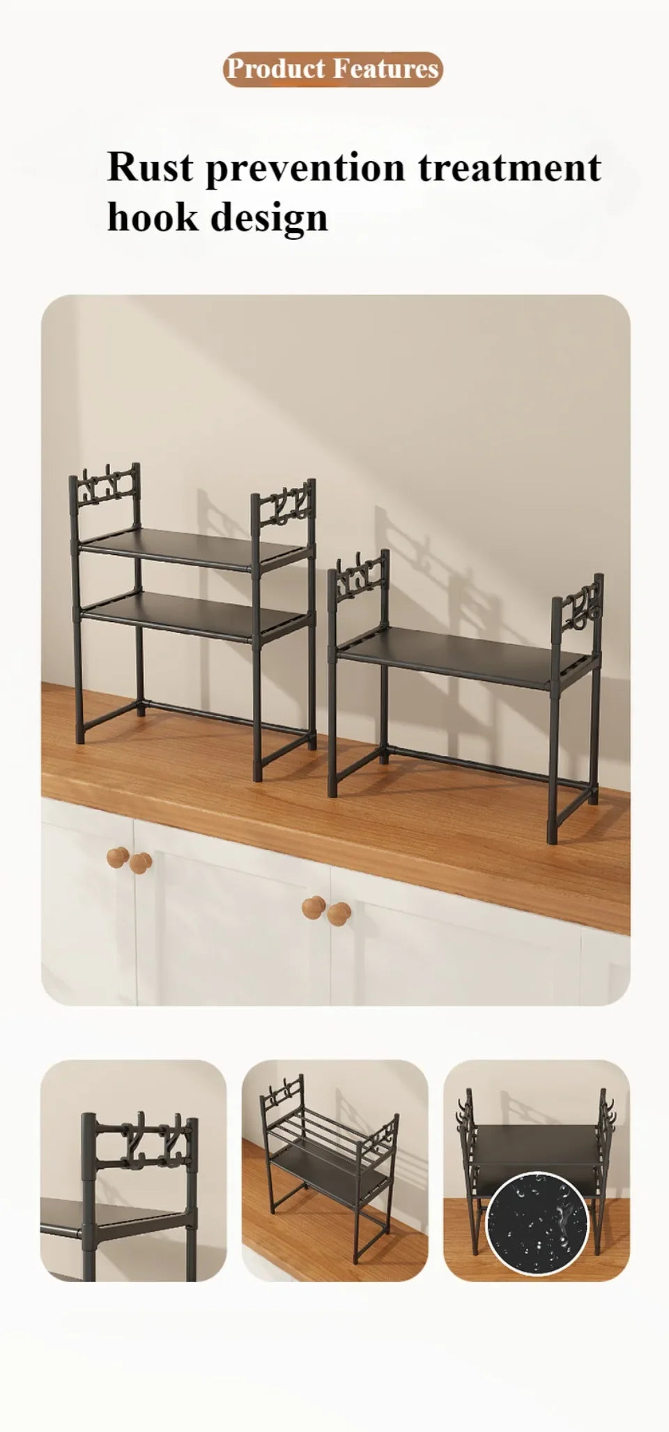 Kitchen Storage Rack Microwave Shelf Multi-Layer Kitchen Countertop Storage Shelf Microwave Stand Seasoning Organizer