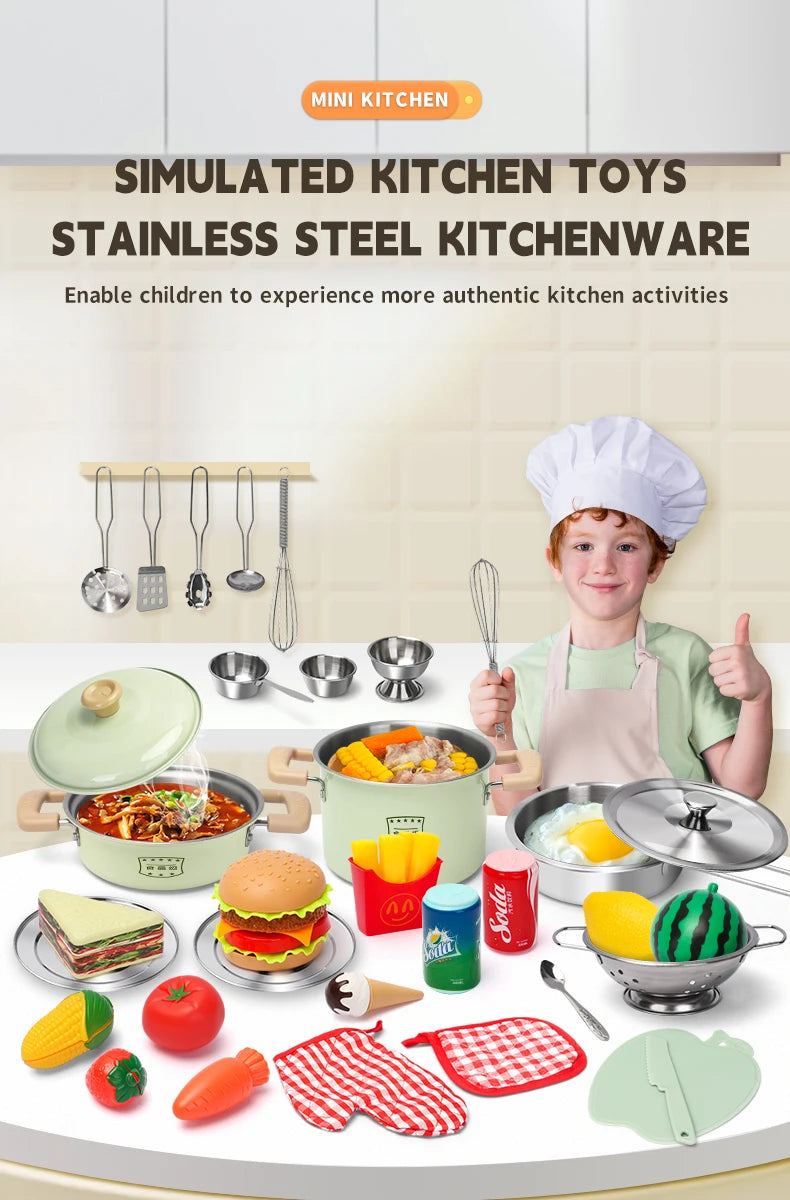 Kitchen Toys Groceries Play Kitchen Kids Set For Kids Jogo De Panela Mini Children's Cooking Kit with Food Cookware Gift