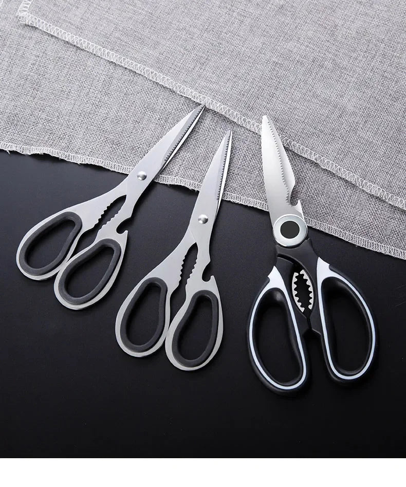 Stainless Steel Kitchen Scissors Household Bone Scissors Chicken Wings Fish Chopper Bottle Opener Walnut Clip Kitchen Tools