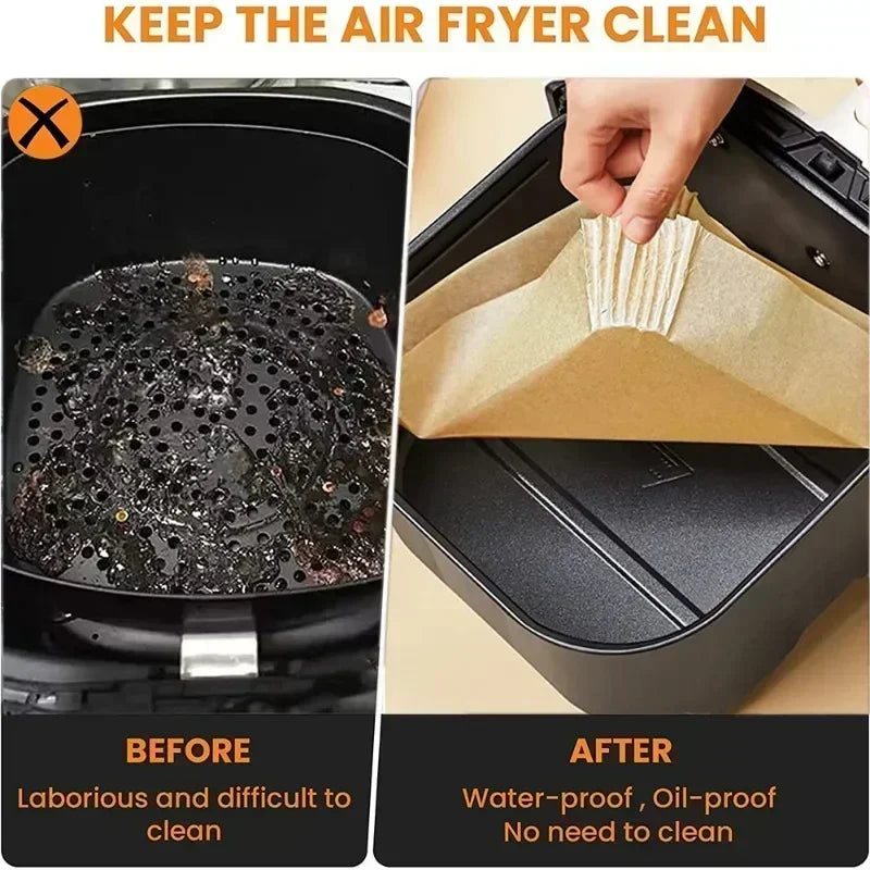 50/30 Pieces Kitchens Accessories Air Fryer Paper Kitchen Utensils Disposable Square Round Pastry Molds BBQ Plate Non-stick Pad