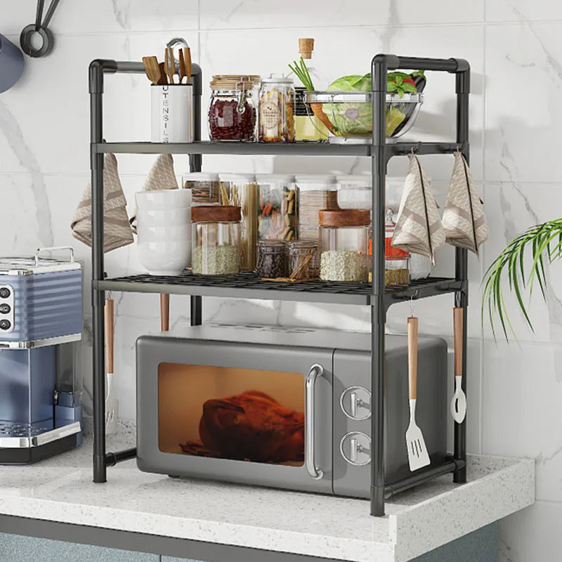Adjustable Kitchen Storage Rack – Microwave & Countertop Shelf