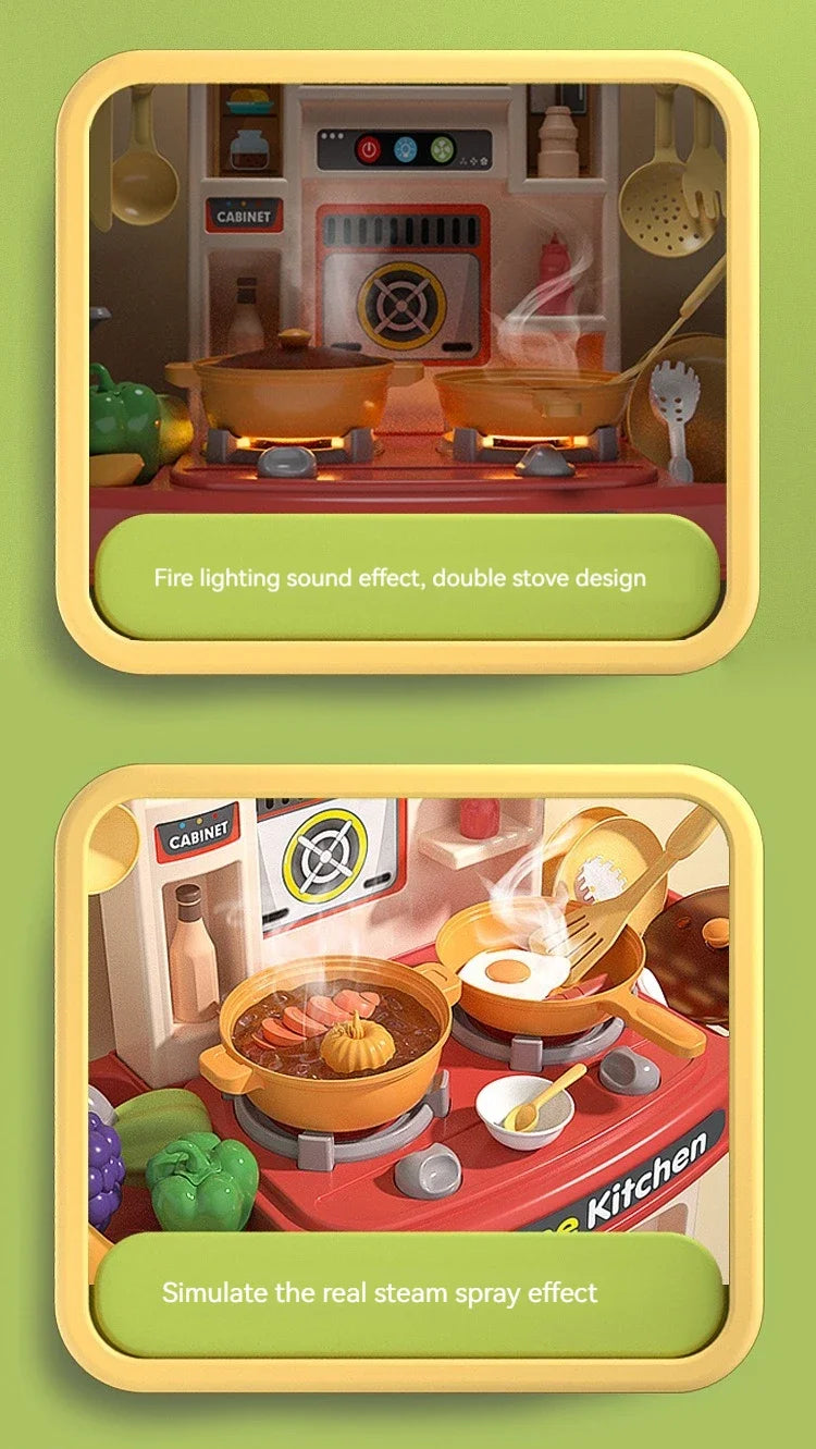 Children Play House Toy Simulation Kitchen Table with Sound Kids Role Play Kitchen Utensils for Girl Cooking Educational Toy Set