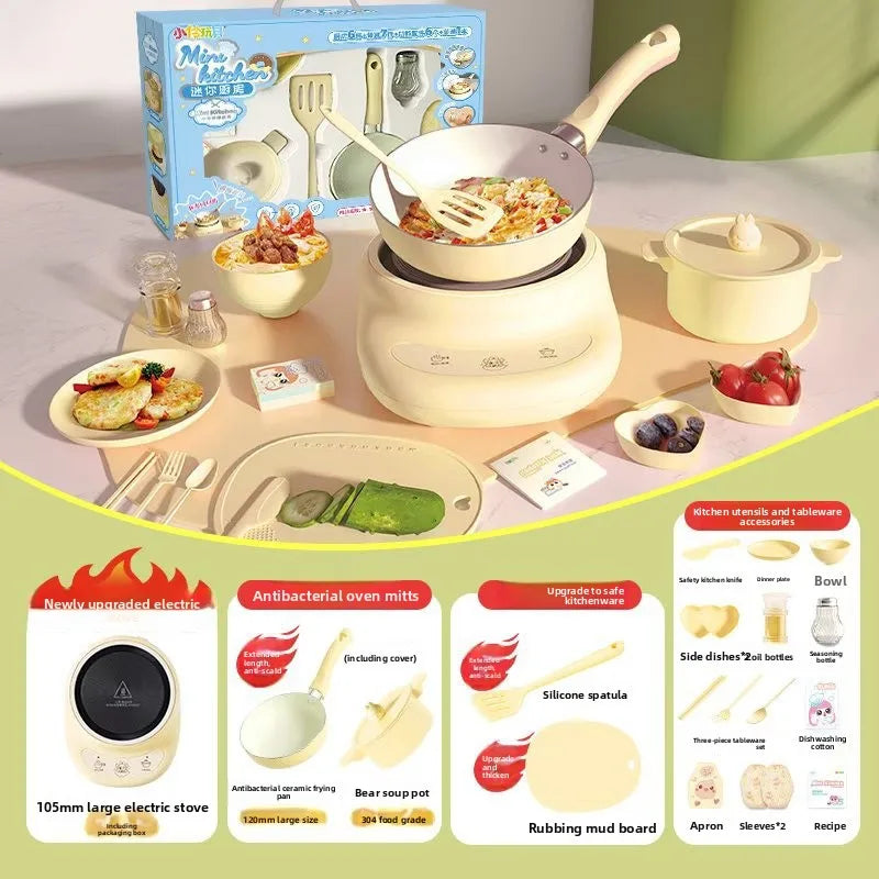 Kitchen Cooking Set with Realistic Cooking Plates for Pretend Play - Deluxe Gift Set