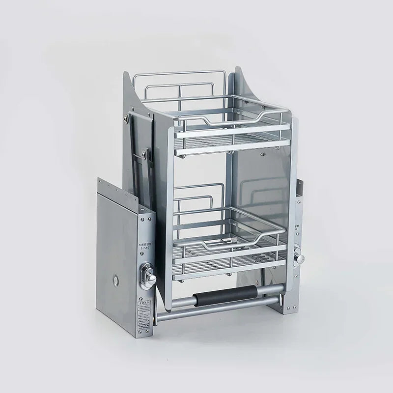 Kitchen Cabinet Modern Lift Up Mechanism System Food Beverage Vertical Pull Down Elevator Storage Wire Basket Shelf Shelves