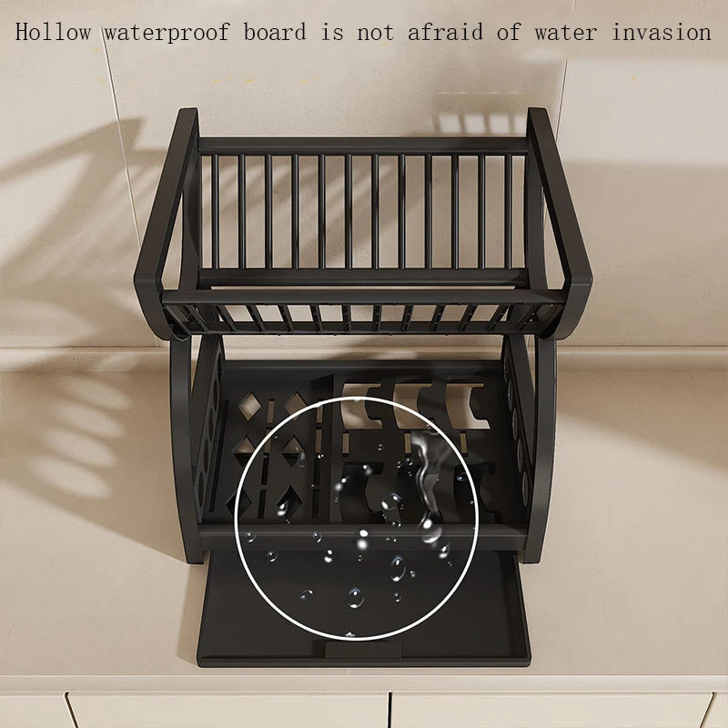 Kitchen Utensil Storage Rack, Desktop Double-Layer Dish Storage Rack, Kitchen Drain Rack That Saves Storage Space